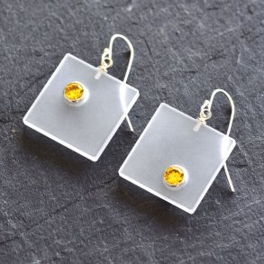 Frost Small Square - Citrine Yellow Zirconia