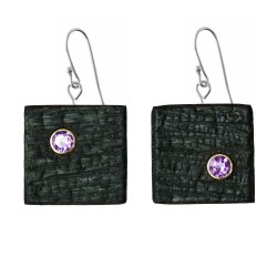 Shou Sugi Ban Small Square - Amethyst