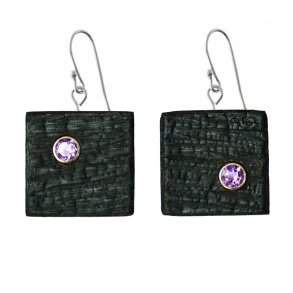 Shou Sugi Ban Small Square - Amethyst