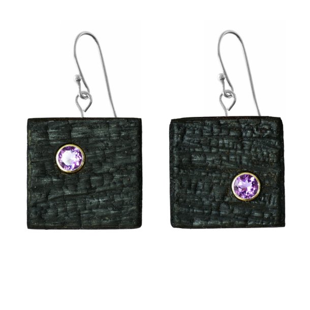 Shou Sugi Ban Small Square - Amethyst