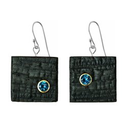 Shou Sugi Ban Small Square - London Blue Topaz