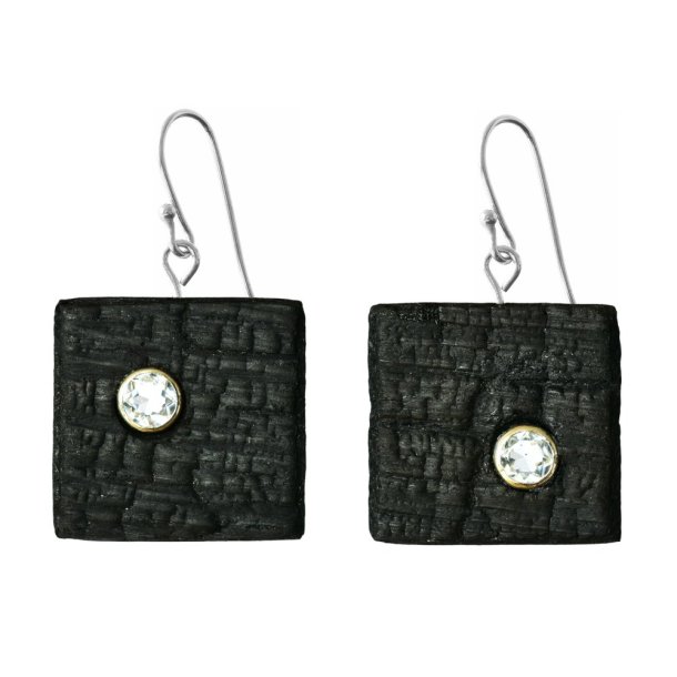 Shou Sugi Ban Small Square - White Topaz