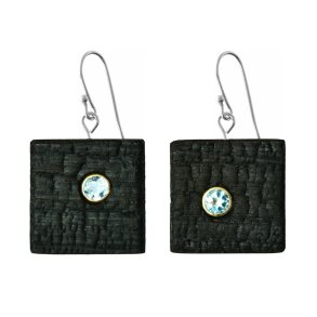 Shou Sugi Ban Small Square - Sky Blue Topaz