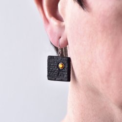 Shou Sugi Ban Small Square - Citrine