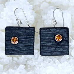 Shou Sugi Ban Small Square - Citrine