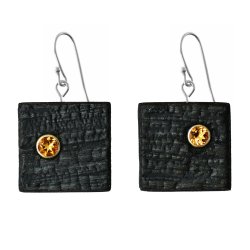 Shou Sugi Ban Small Square - Citrine