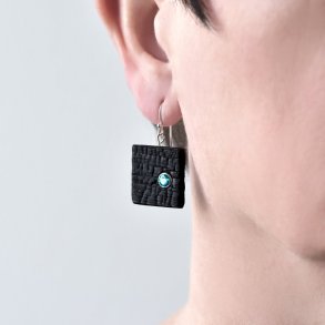 Shou Sugi Ban Small Square - London Blue Topaz