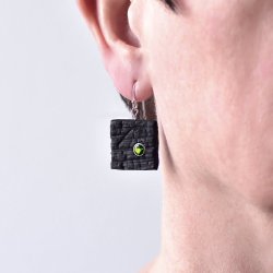 Shou Sugi Ban Small Square - Rainforest Green Topaz