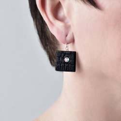 Shou Sugi Ban Small Square - Sky Blue Topaz