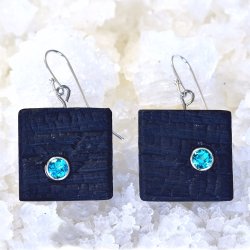 Shou Sugi Ban Small Square - Paraiba Topaz