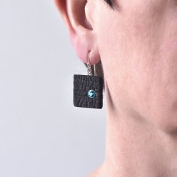 Shou Sugi Ban Small Square - Paraiba Topaz