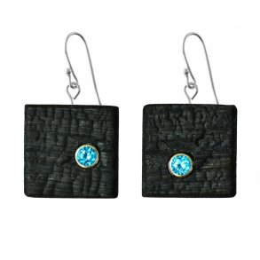 Shou Sugi Ban Small Square - Paraiba Topaz