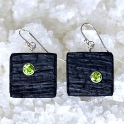 Shou Sugi Ban Small Square - Peridot