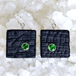 Shou Sugi Ban Small Square - Rainforest Green Topaz