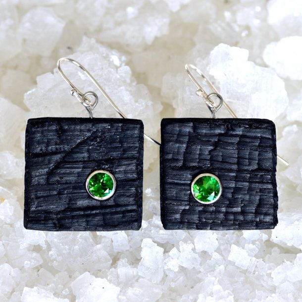 Shou Sugi Ban Small Square - Rainforest Green Topaz