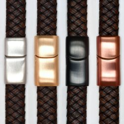 Flettet l�derarmb�nd 12x5 mm - kaffebrun