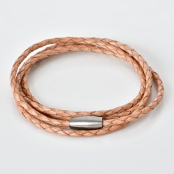 Flettet l�derarmb�nd �2,5 mm - natur