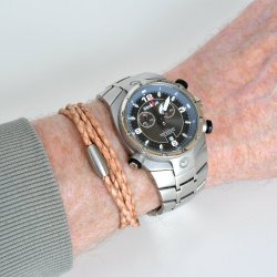 Flettet l�derarmb�nd �2,5 mm - natur