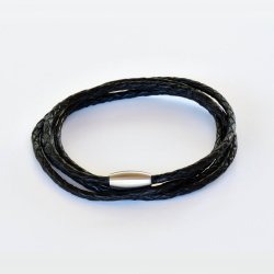 Flettet lderarmbnd 2,5 mm - sort