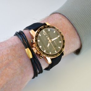 Flettet lderarmbnd 2,5 mm - sort