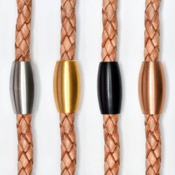 Flettet l�derarmb�nd �5 mm - natur