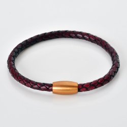 Flettet l�derarmb�nd �5mm - r�dbrun
