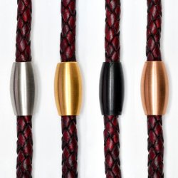 Flettet l�derarmb�nd �5mm - r�dbrun