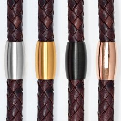 Flettet l�derarmb�nd �8 mm - m�rkebrun