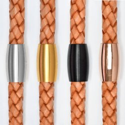 Flettet l�derarmb�nd �8 mm - natur