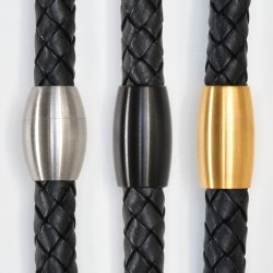 Flettet lderarmbnd 8 mm - sort