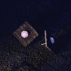Shou Sugi Ban Small Square Stud - Rose Quartz